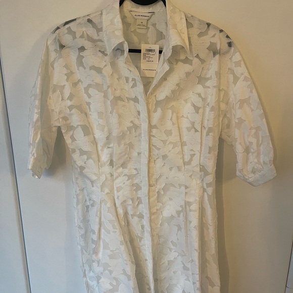 Club Monaco White Floral Pattern Dress - Picture 4 of 4